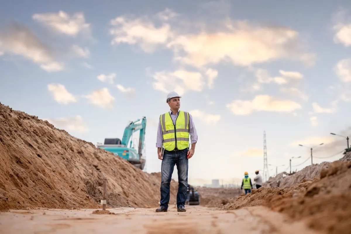 Un homme regarde un chantier
