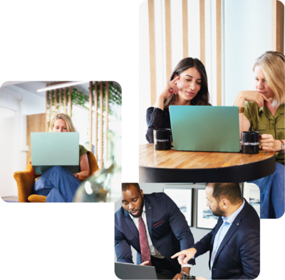 Trois photographies représentant des professionnels