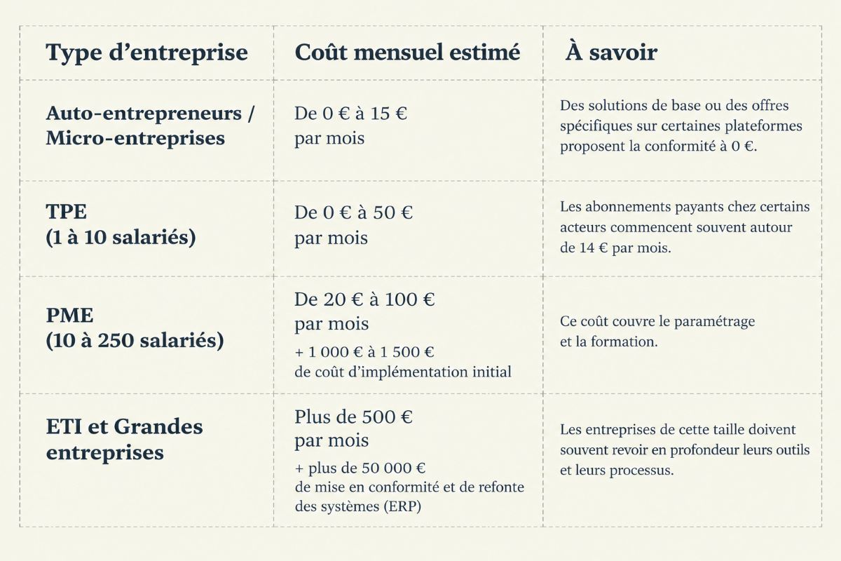 Tarif facture électronique
